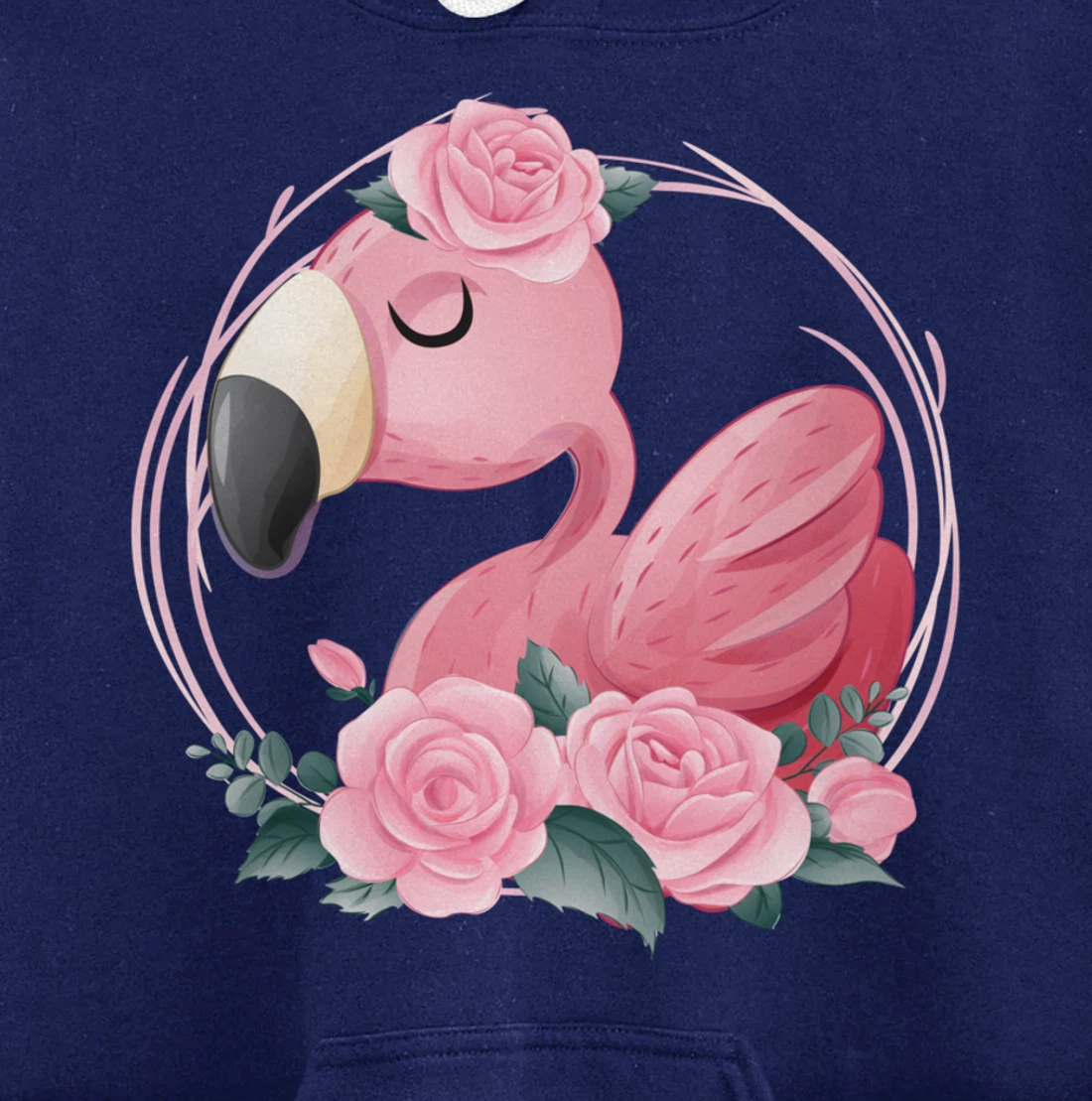 Cute Dreaming Pink Flamingo Floral Pullover Hoodie