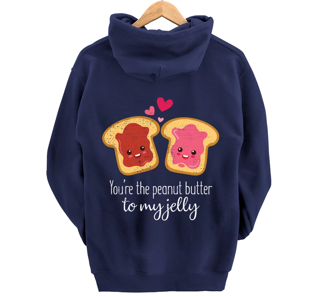 Funny Cute Jelly Sandwich Kawaii Valentines Couple Retro Pullover Hoodie