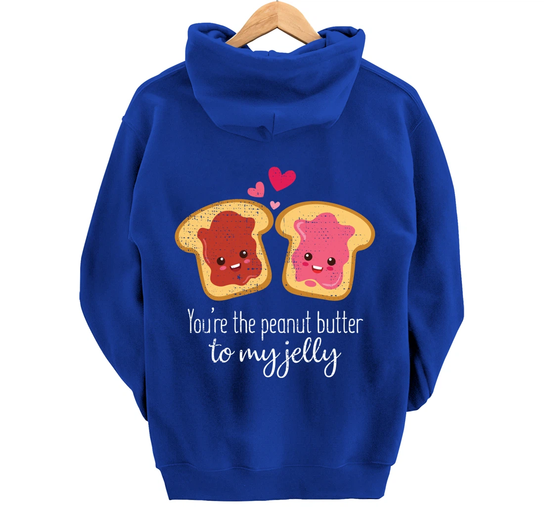 Funny Cute Jelly Sandwich Kawaii Valentines Couple Retro Pullover Hoodie