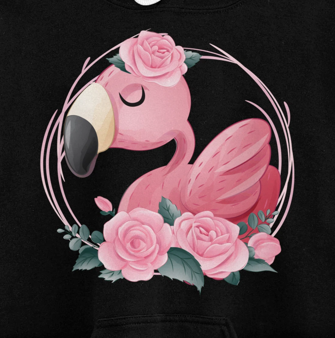 Cute Dreaming Pink Flamingo Floral Pullover Hoodie