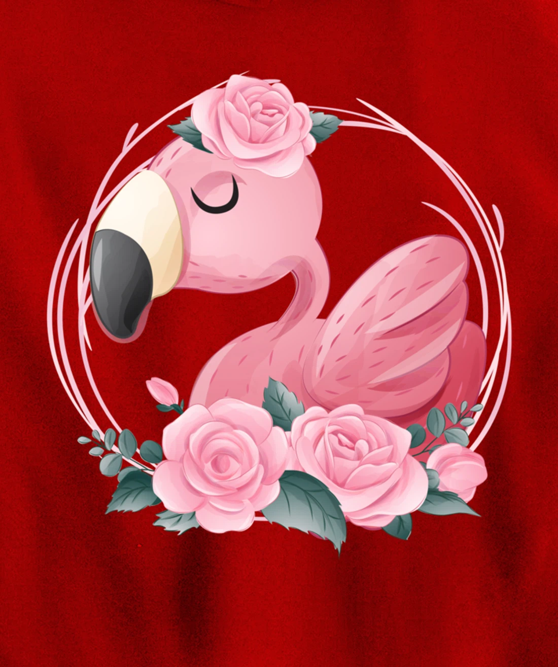 Cute Dreaming Pink Flamingo Floral Pullover Hoodie