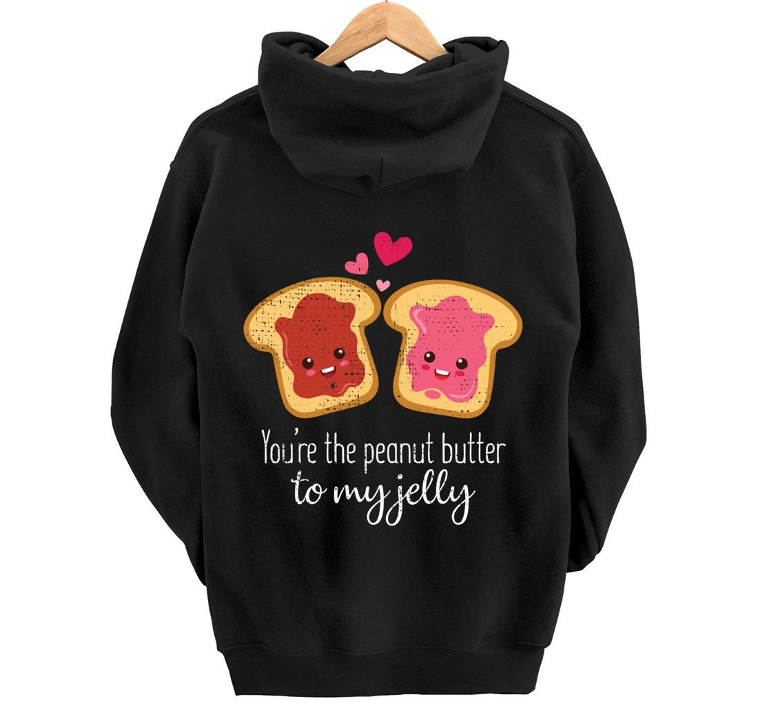 Funny Cute Jelly Sandwich Kawaii Valentines Couple Retro Pullover Hoodie