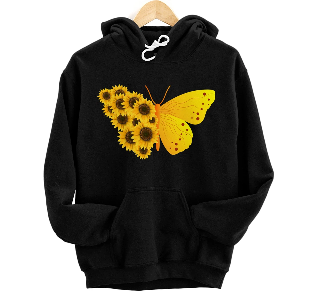 Sunflower Butterfly Pullover Hoodie