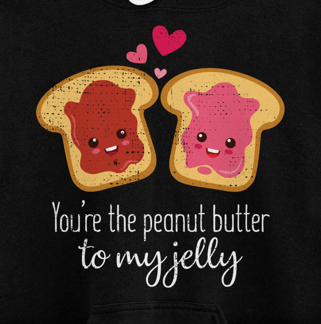 Funny Cute Jelly Sandwich Kawaii Valentines Couple Retro Pullover Hoodie