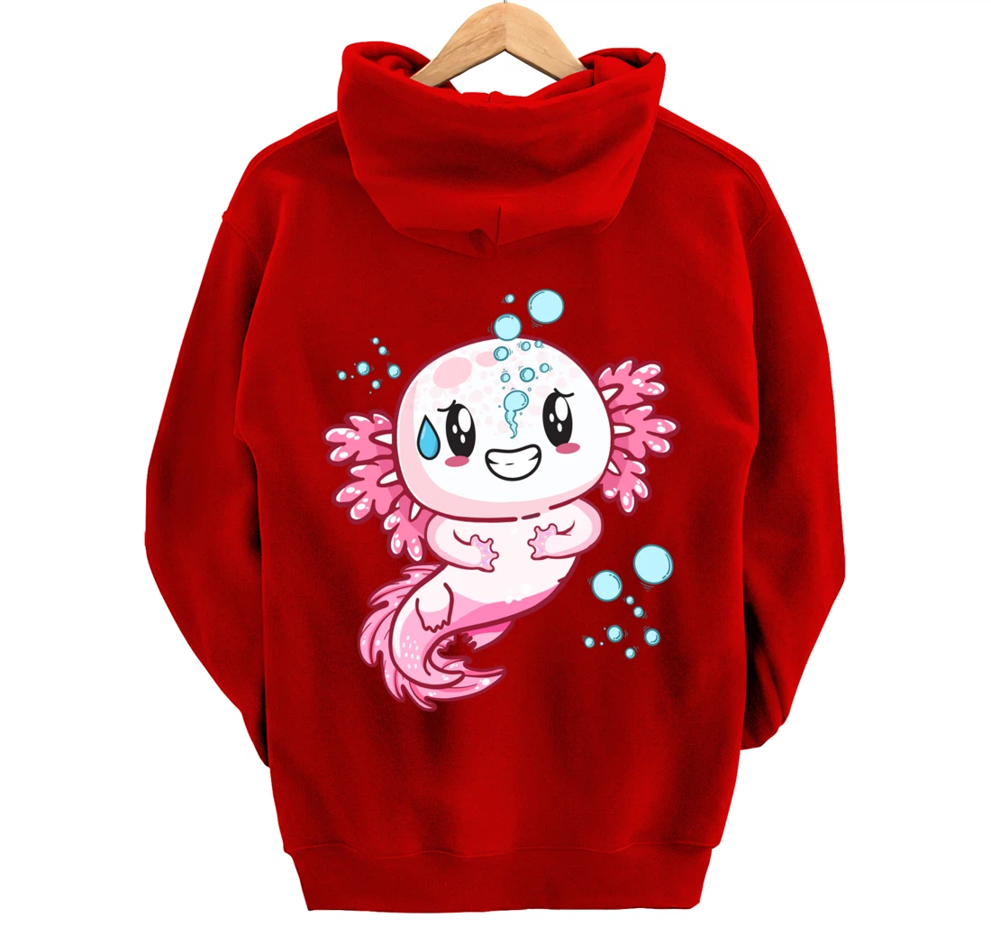 Funny Grinning Axolotl With Sweat Axolotls Lover Boys Girls Pullover Hoodie