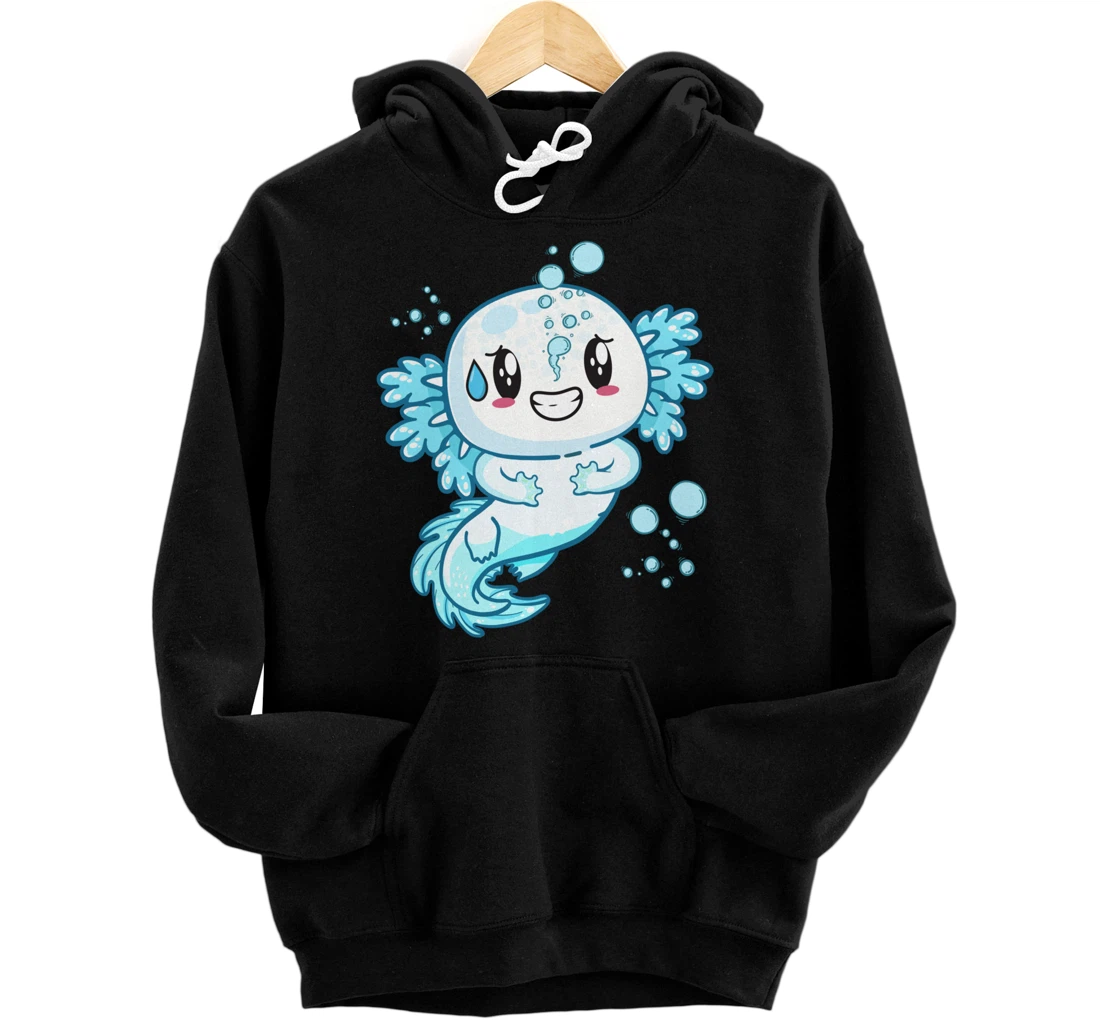 Funny Grinning Axolotl With Sweat Axolotls Lover Boys Girls Pullover Hoodie