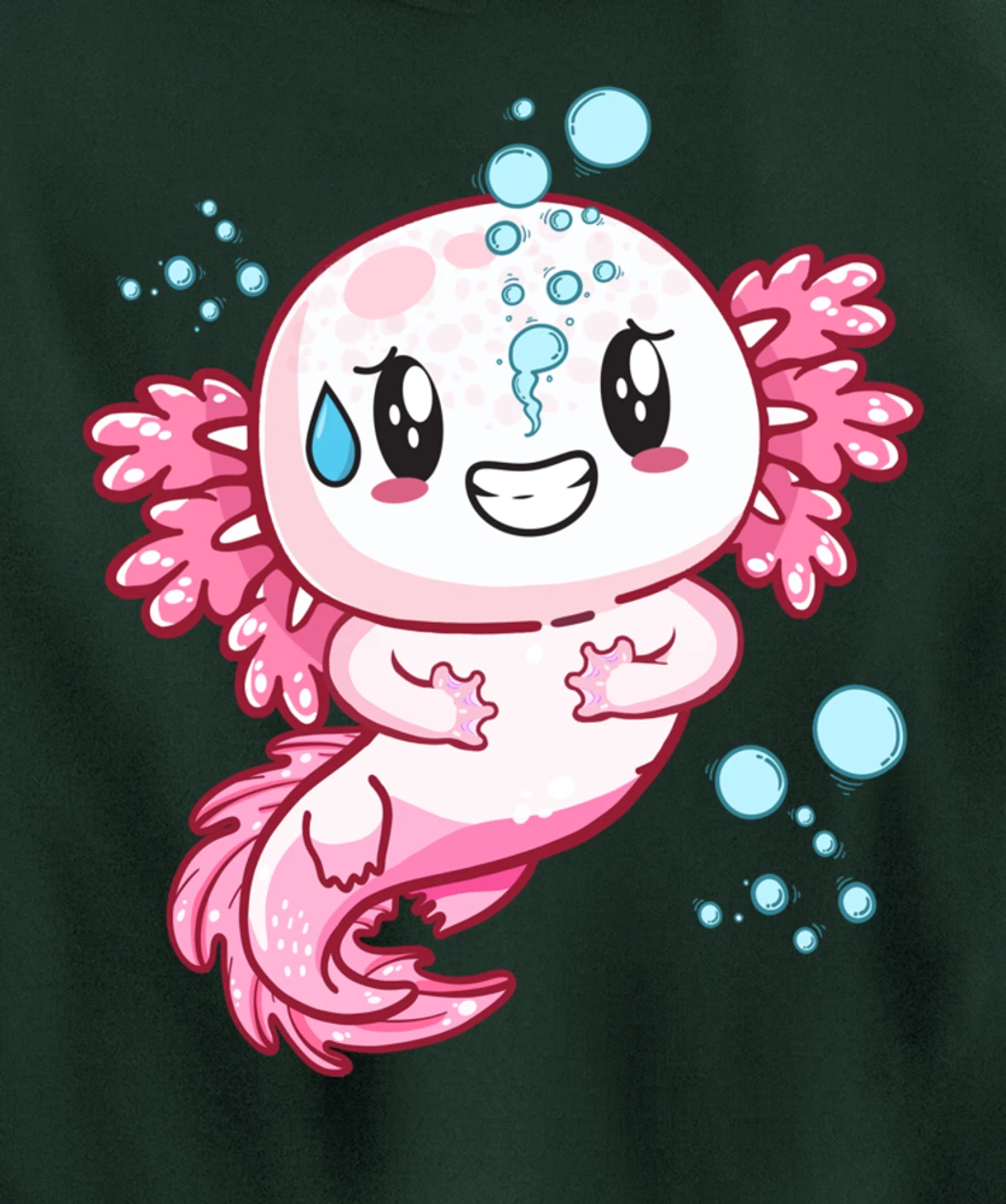 Funny Grinning Axolotl With Sweat Axolotls Lover Boys Girls Pullover Hoodie