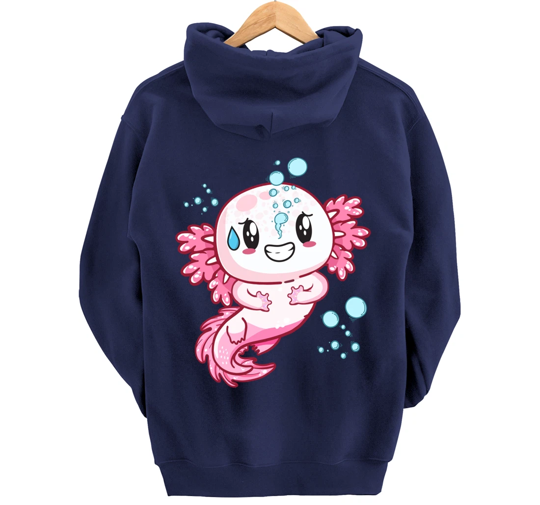 Funny Grinning Axolotl With Sweat Axolotls Lover Boys Girls Pullover Hoodie