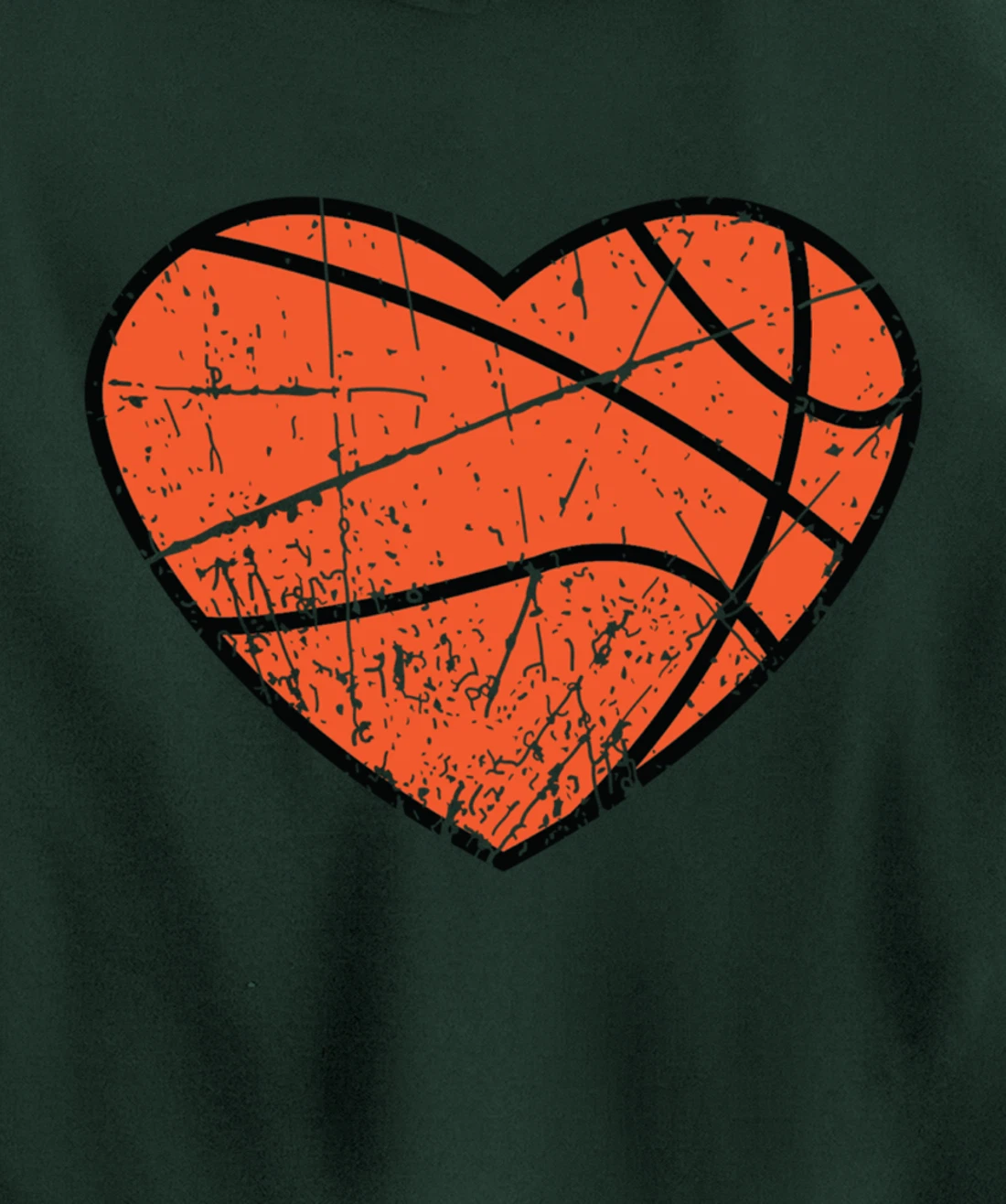 Valentines Day Basketball Heart Cute Retro Vintage Grunge Pullover Hoodie