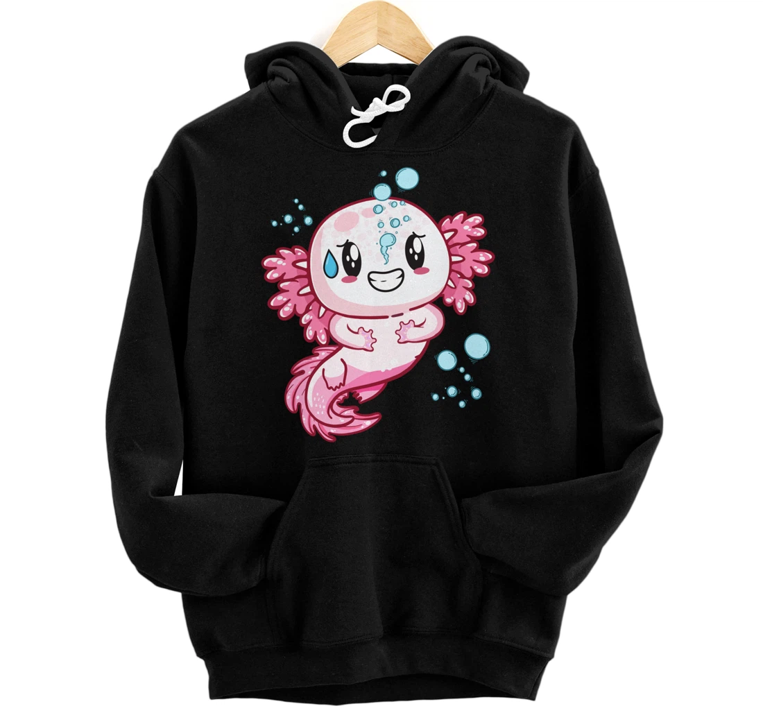 Funny Grinning Axolotl With Sweat Axolotls Lover Boys Girls Pullover Hoodie