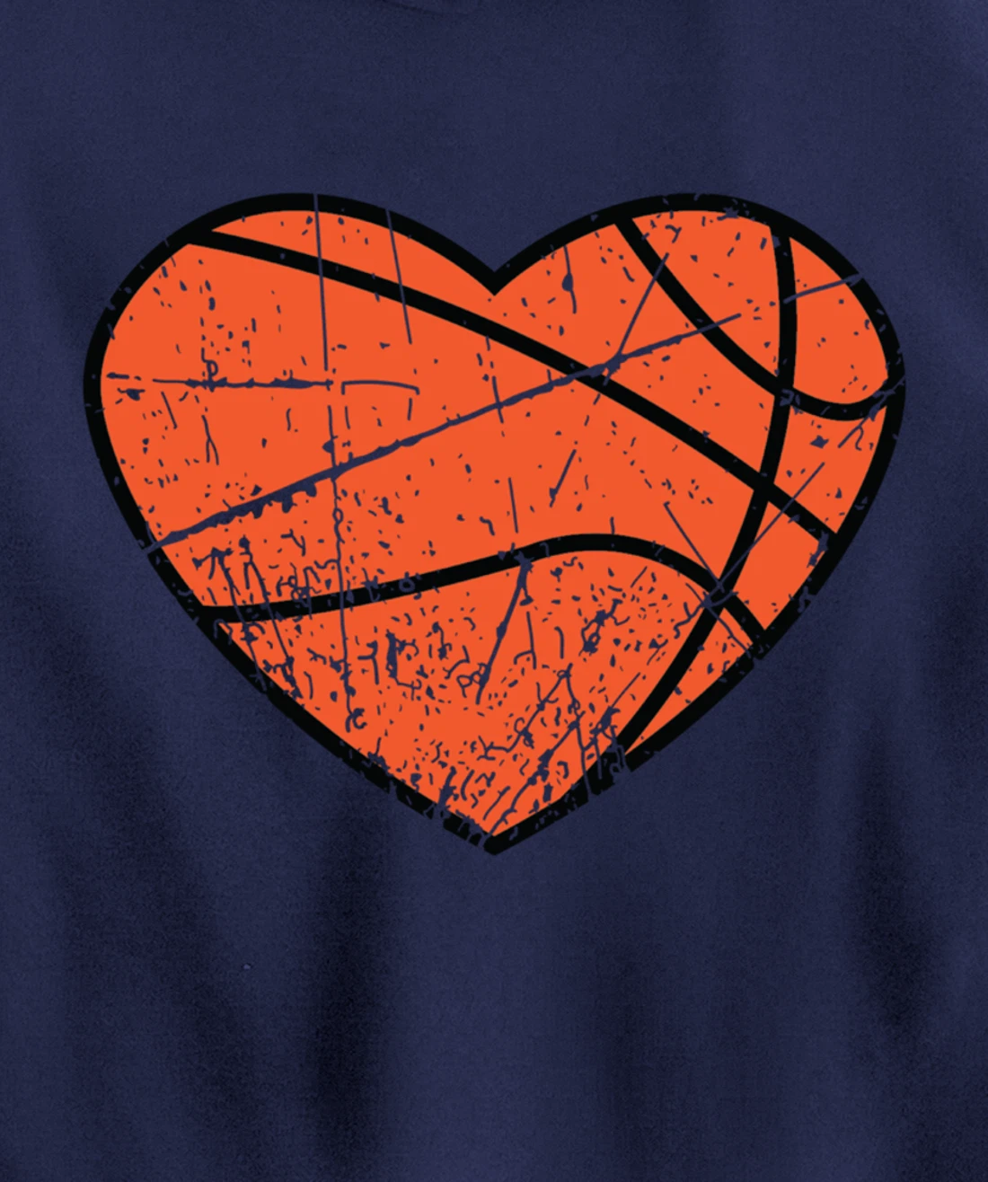 Valentines Day Basketball Heart Cute Retro Vintage Grunge Pullover Hoodie