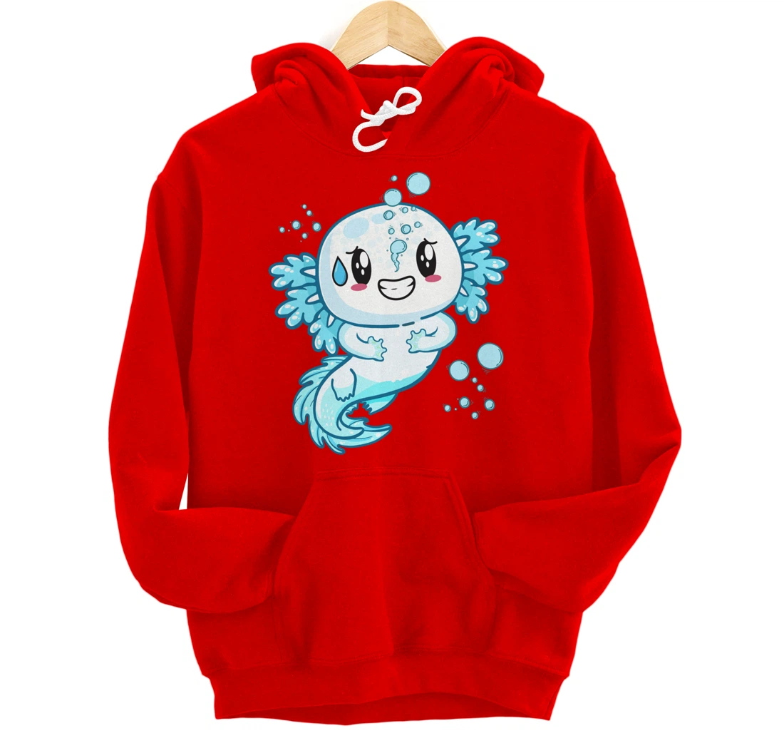 Funny Grinning Axolotl With Sweat Axolotls Lover Boys Girls Pullover Hoodie