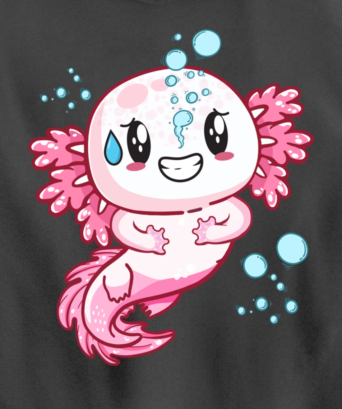 Funny Grinning Axolotl With Sweat Axolotls Lover Boys Girls Pullover Hoodie