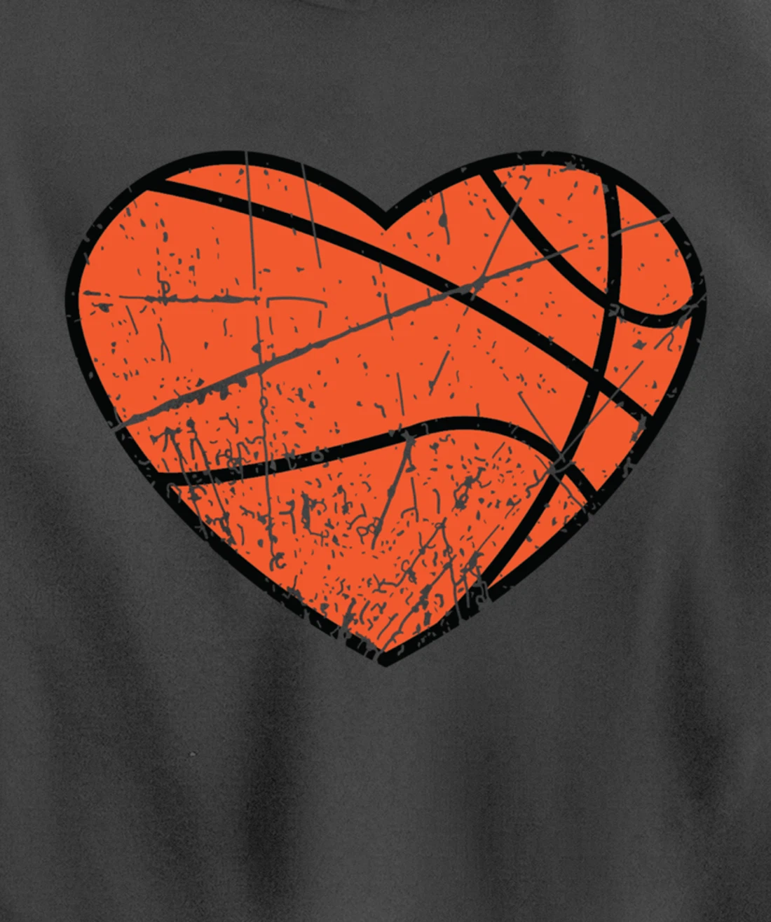 Valentines Day Basketball Heart Cute Retro Vintage Grunge Pullover Hoodie