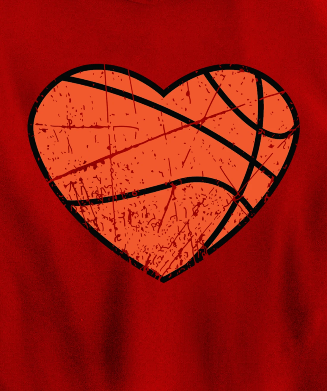 Valentines Day Basketball Heart Cute Retro Vintage Grunge Pullover Hoodie