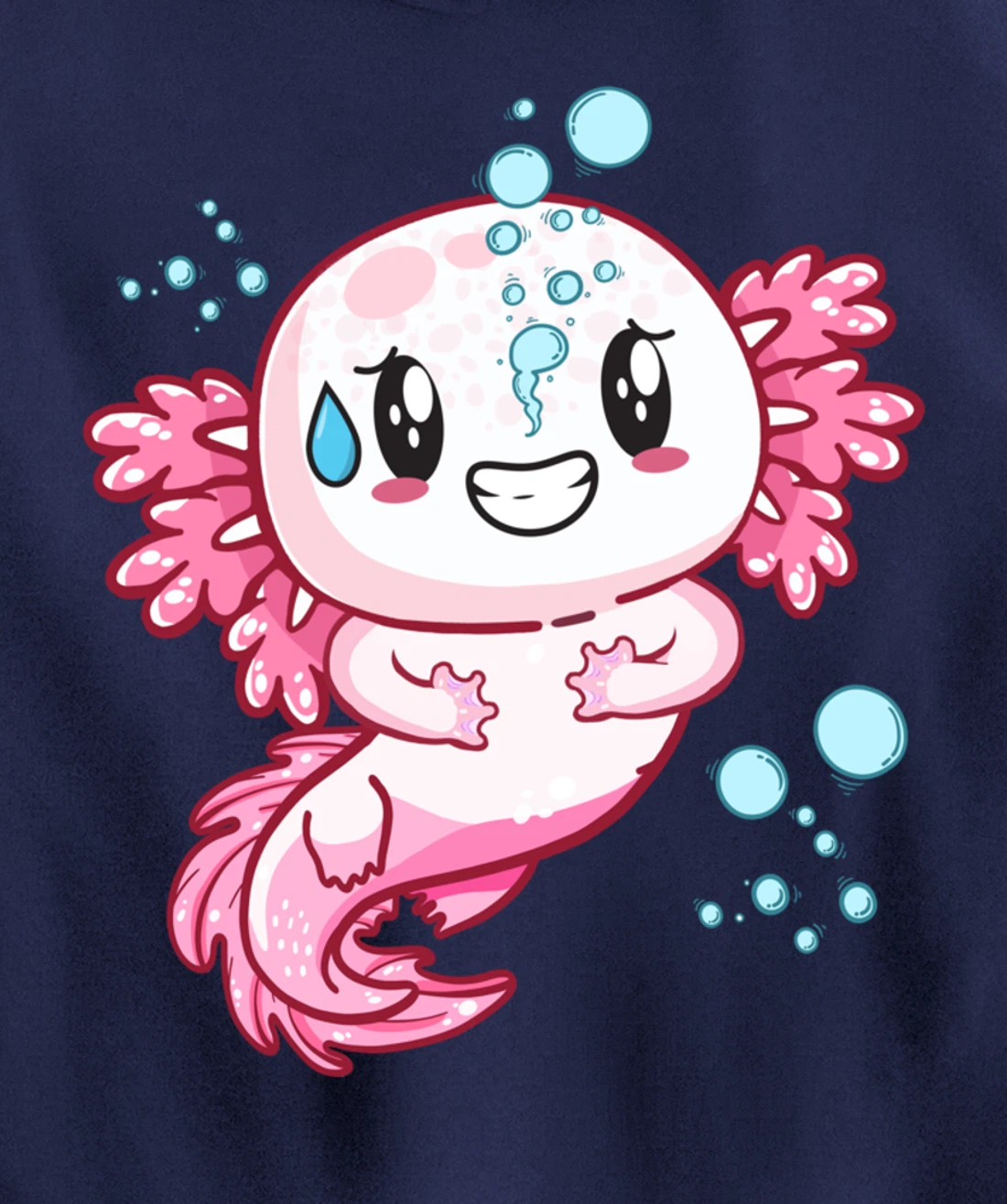 Funny Grinning Axolotl With Sweat Axolotls Lover Boys Girls Pullover Hoodie