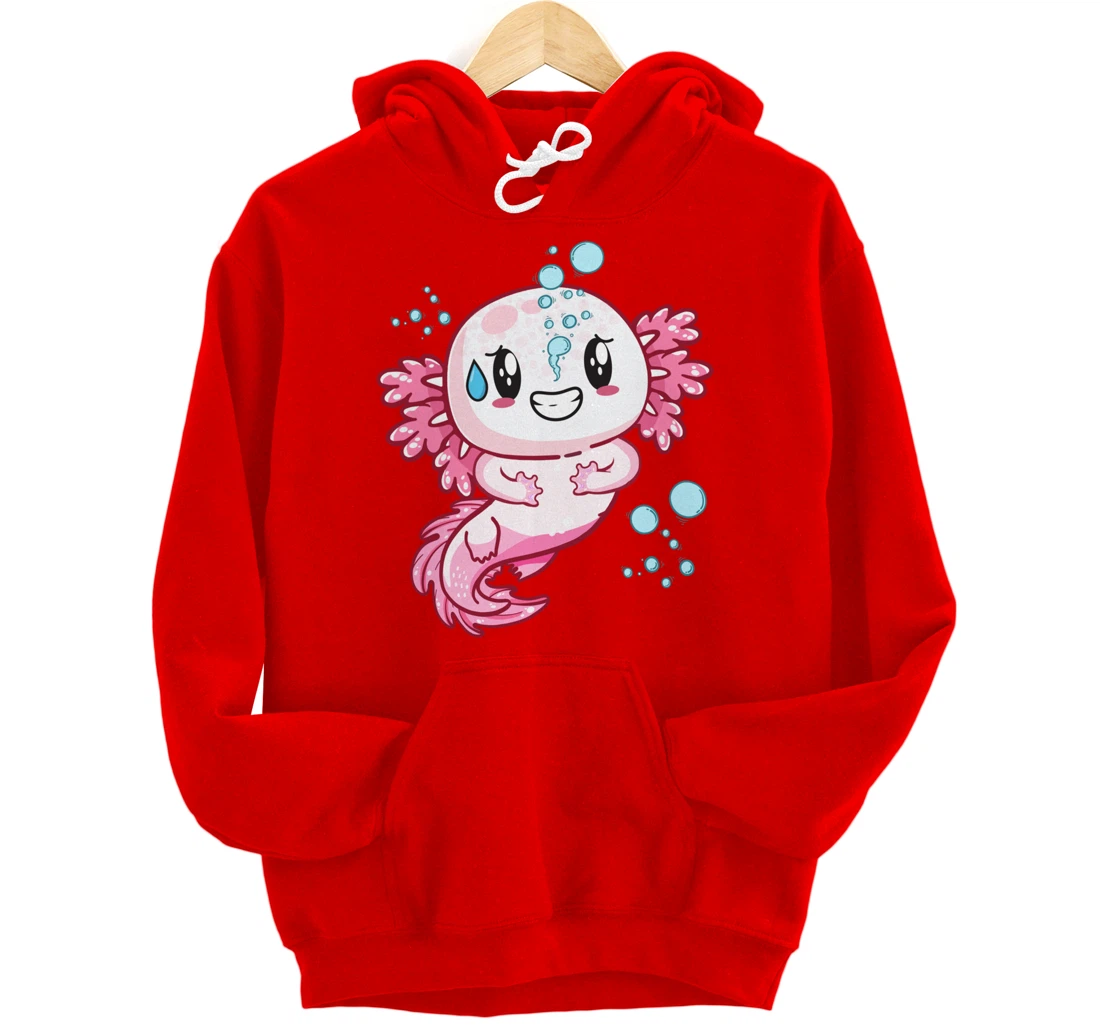 Funny Grinning Axolotl With Sweat Axolotls Lover Boys Girls Pullover Hoodie
