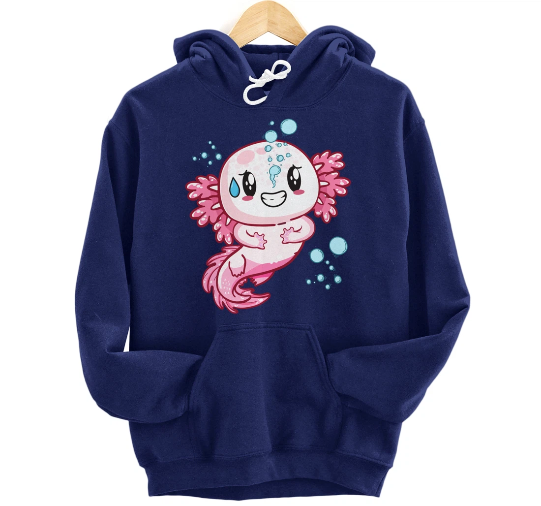 Funny Grinning Axolotl With Sweat Axolotls Lover Boys Girls Pullover Hoodie