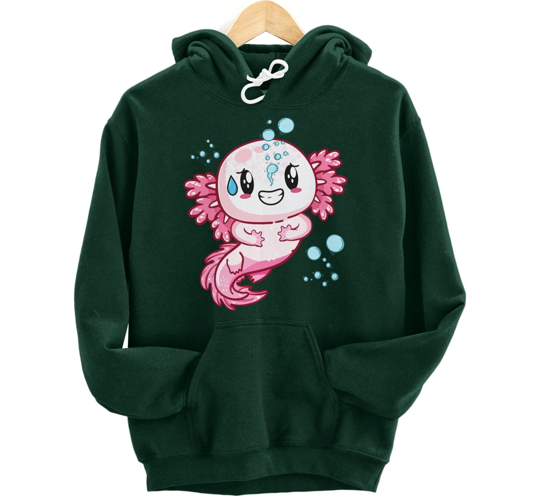 Funny Grinning Axolotl With Sweat Axolotls Lover Boys Girls Pullover Hoodie