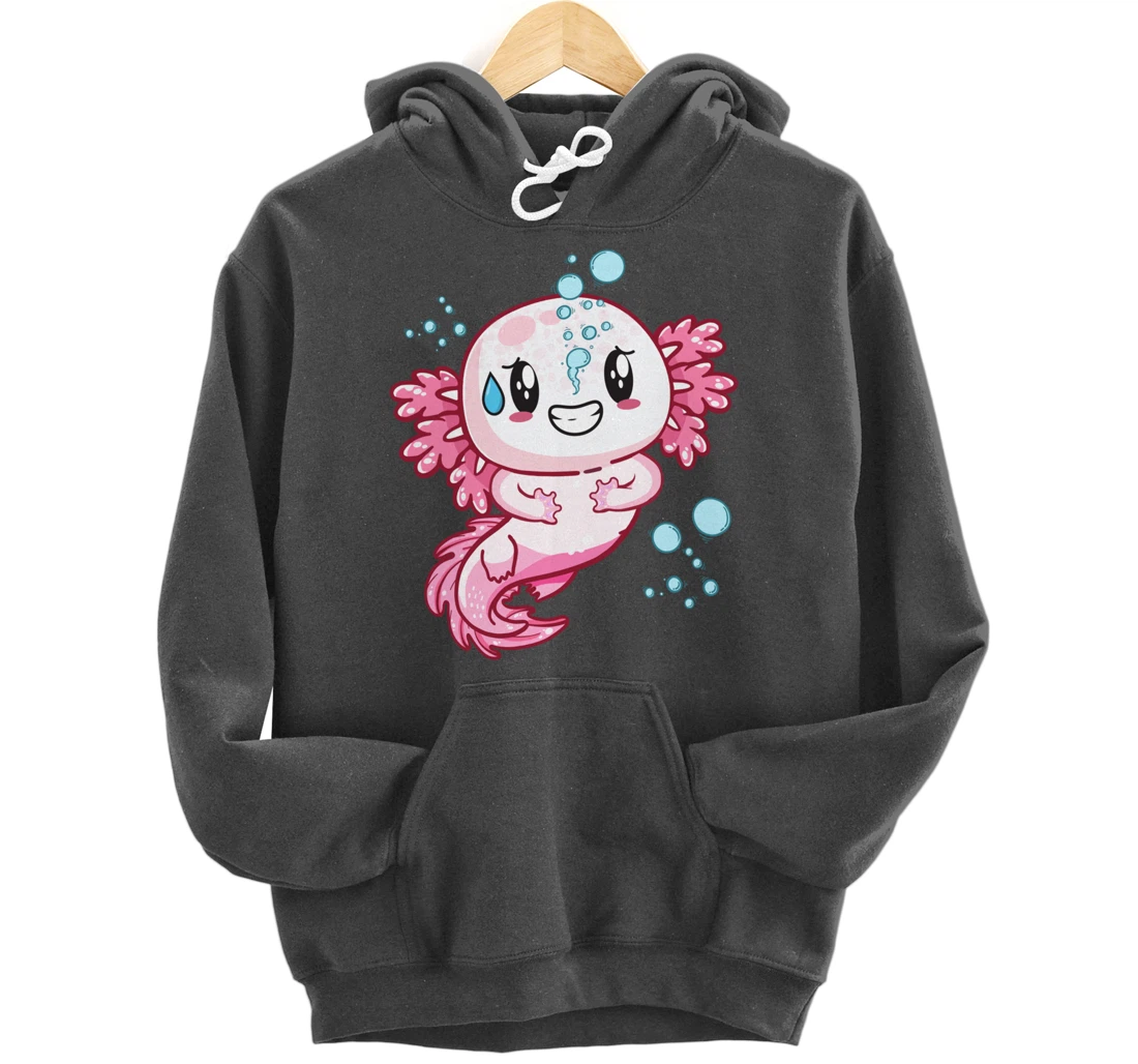 Funny Grinning Axolotl With Sweat Axolotls Lover Boys Girls Pullover Hoodie