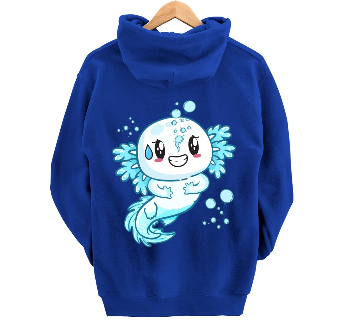 Funny Grinning Axolotl With Sweat Axolotls Lover Boys Girls Pullover Hoodie
