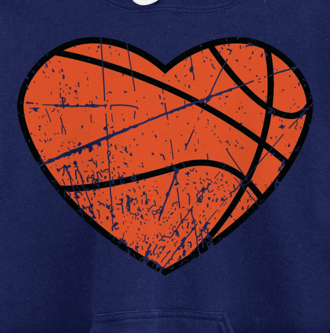 Valentines Day Basketball Heart Cute Retro Vintage Grunge Pullover Hoodie