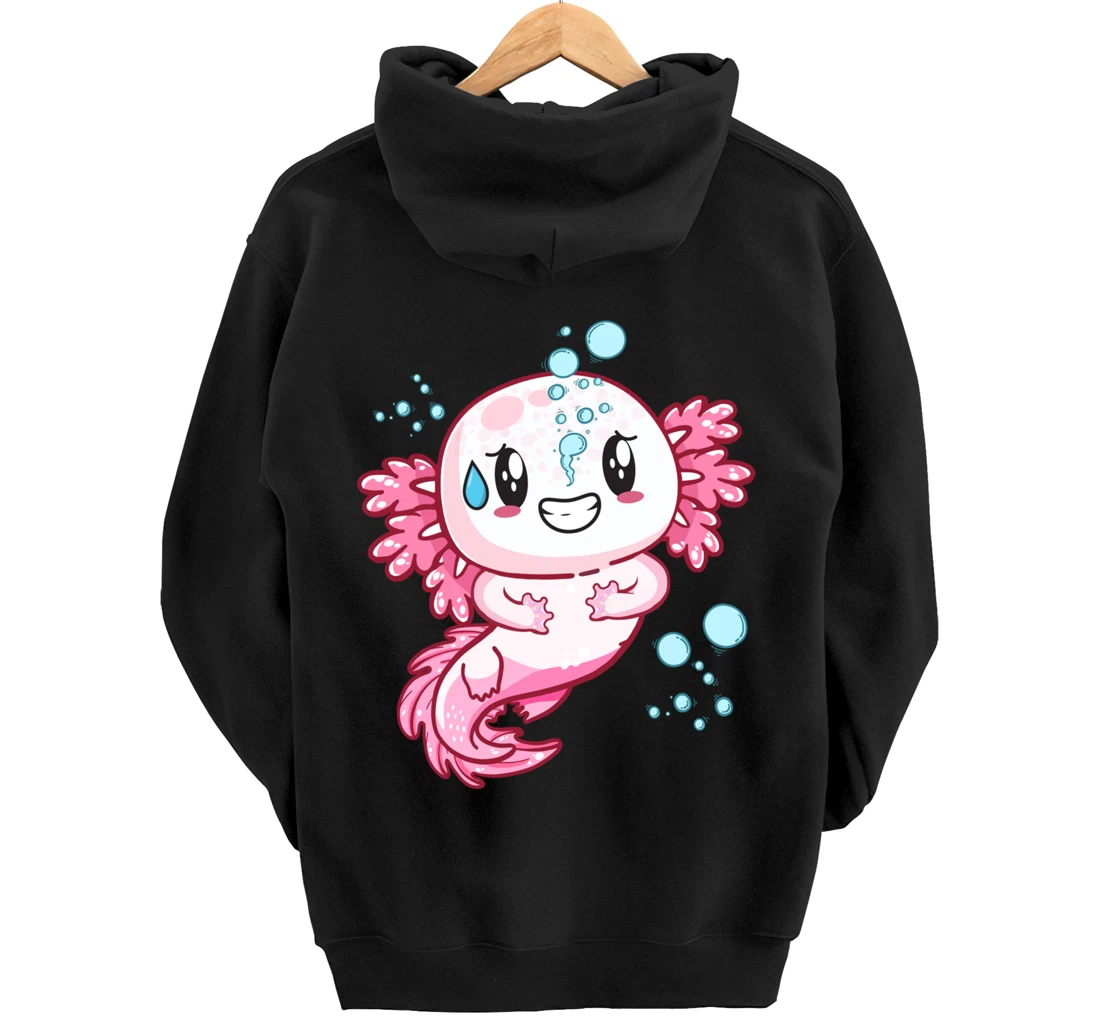 Funny Grinning Axolotl With Sweat Axolotls Lover Boys Girls Pullover Hoodie