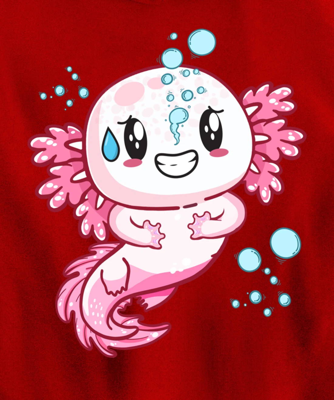Funny Grinning Axolotl With Sweat Axolotls Lover Boys Girls Pullover Hoodie