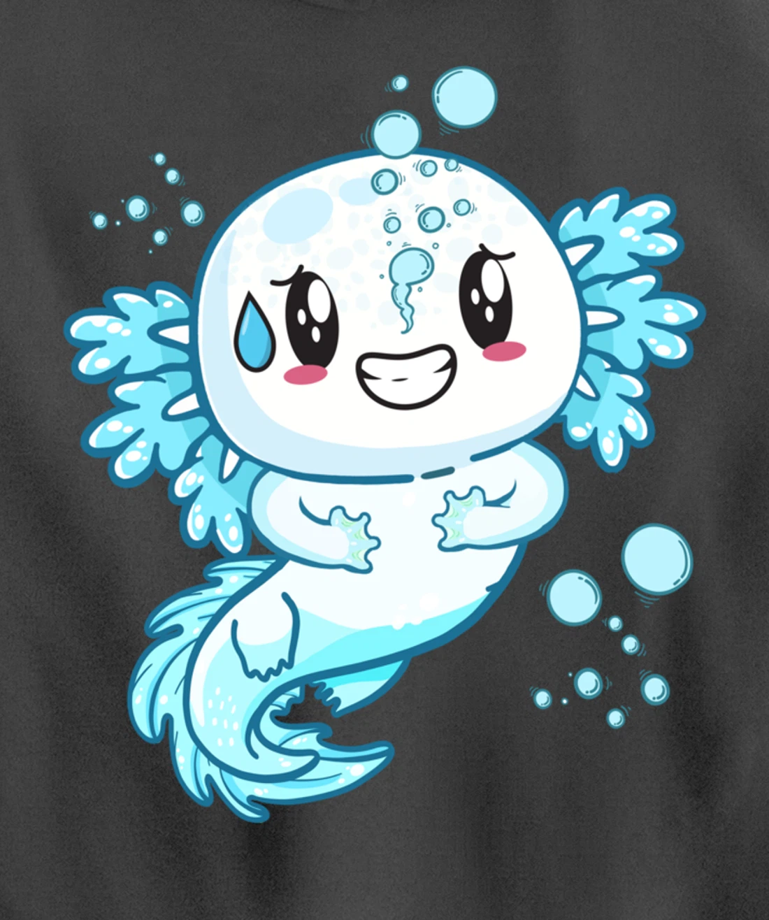 Funny Grinning Axolotl With Sweat Axolotls Lover Boys Girls Pullover Hoodie