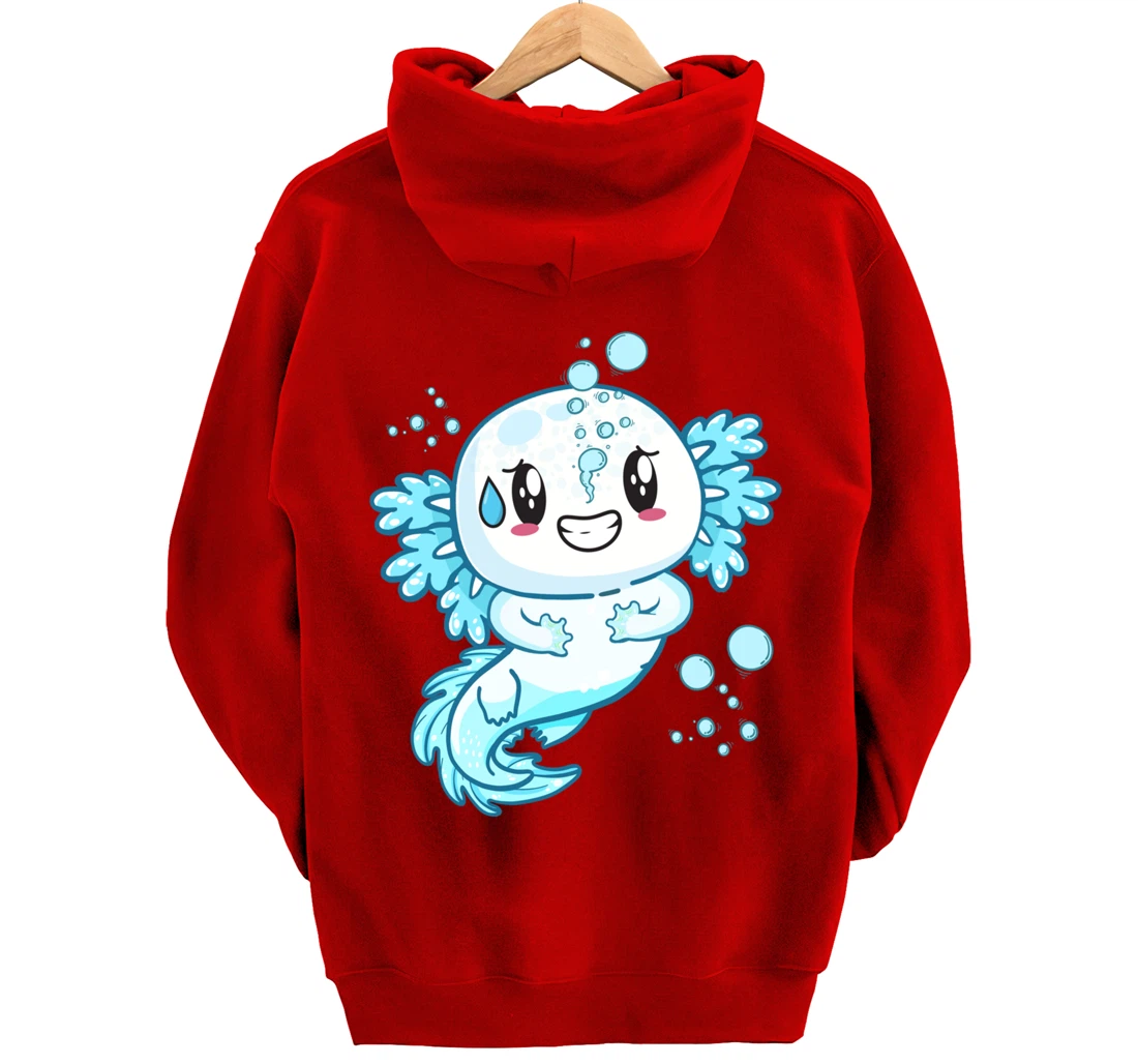 Funny Grinning Axolotl With Sweat Axolotls Lover Boys Girls Pullover Hoodie