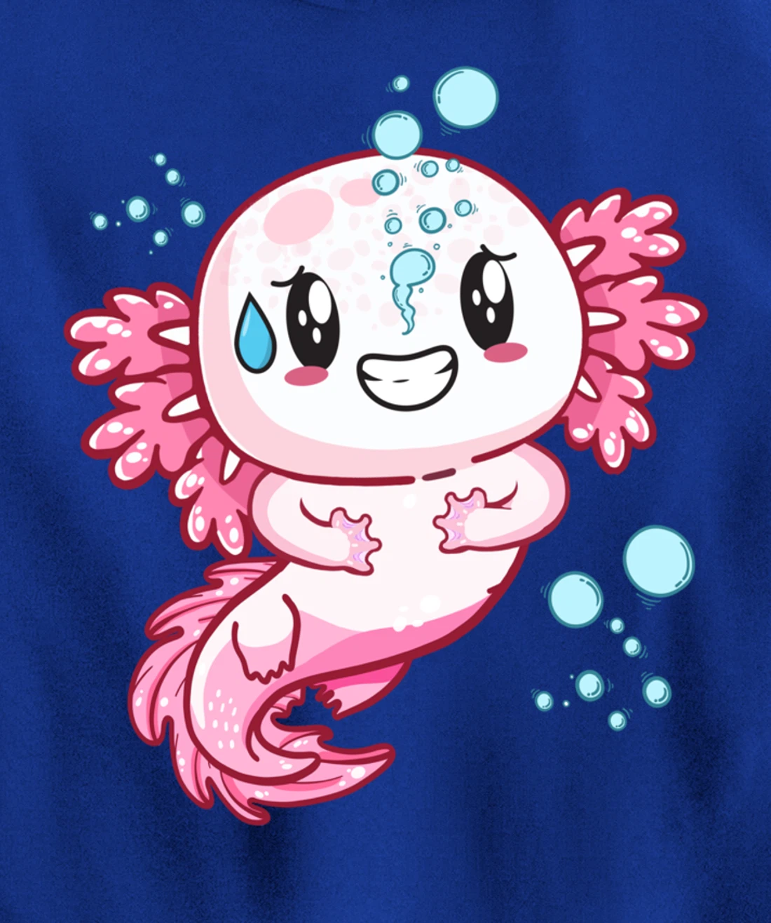 Funny Grinning Axolotl With Sweat Axolotls Lover Boys Girls Pullover Hoodie