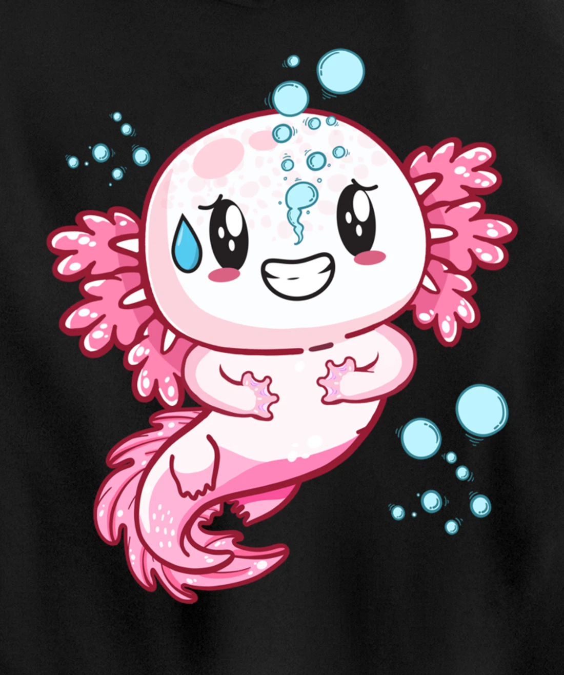 Funny Grinning Axolotl With Sweat Axolotls Lover Boys Girls Pullover Hoodie