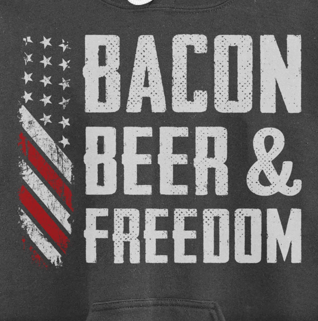 Bacon Beer & Freedom / USA Flag BBQ Grilling Funny Drinking Pullover Hoodie