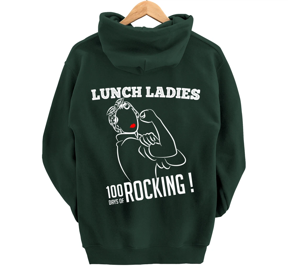 Retro Lunch Ladies 100 days of rocking Lunch Lady Squad cool Pullover Hoodie