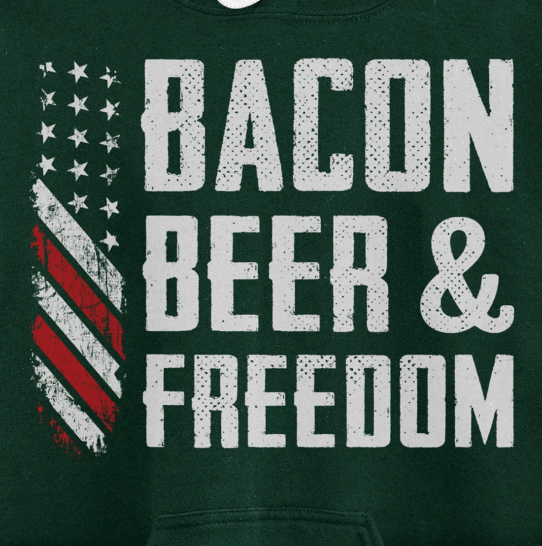 Bacon Beer & Freedom / USA Flag BBQ Grilling Funny Drinking Pullover Hoodie