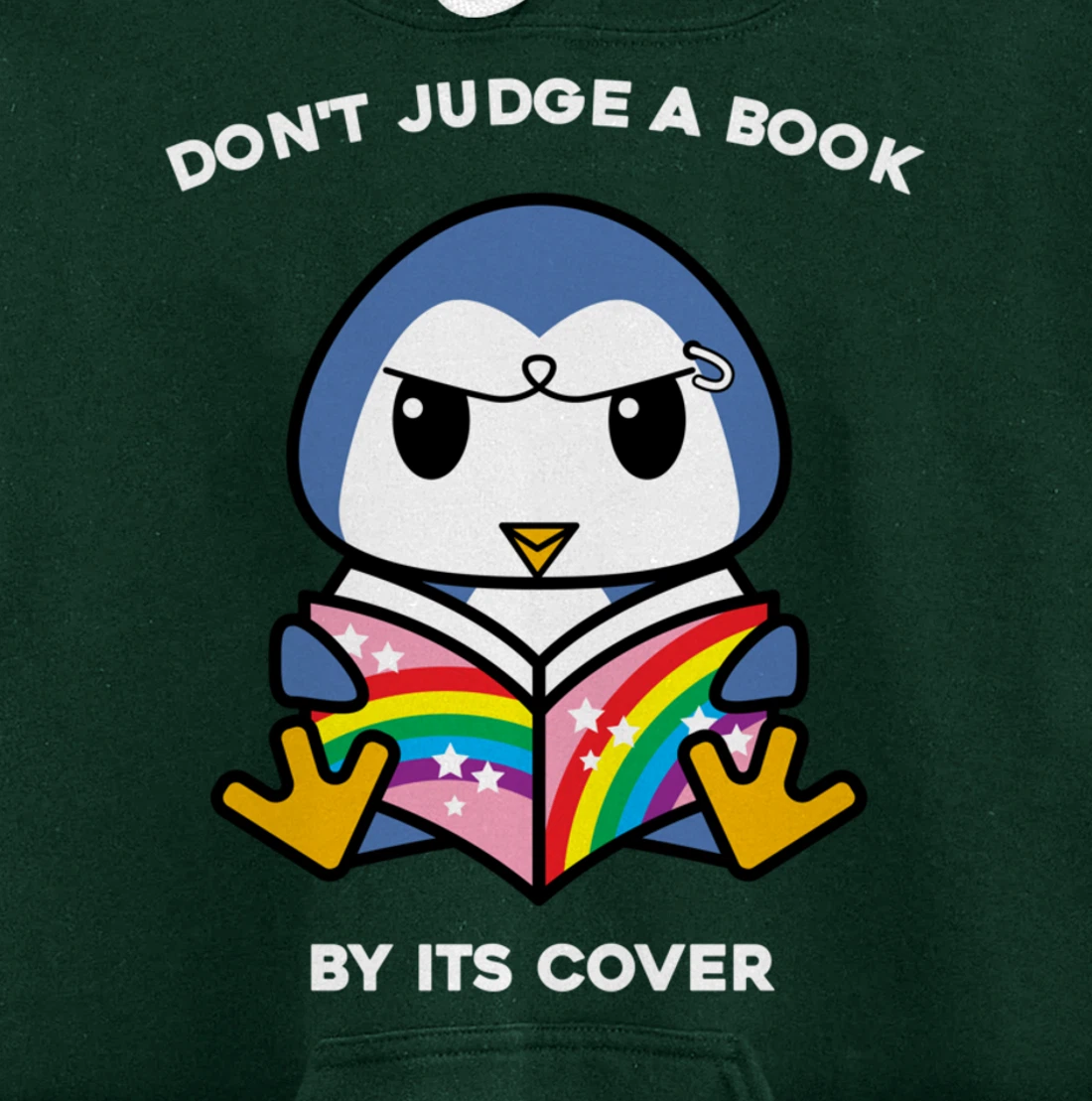 Don't Judge A Book By Its Cover Reading Nerd Penguin Pullover Hoodie