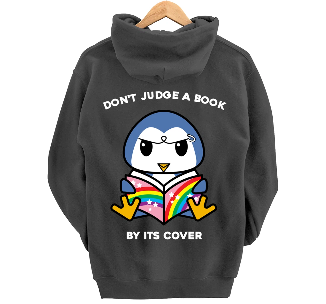 Don't Judge A Book By Its Cover Reading Nerd Penguin Pullover Hoodie