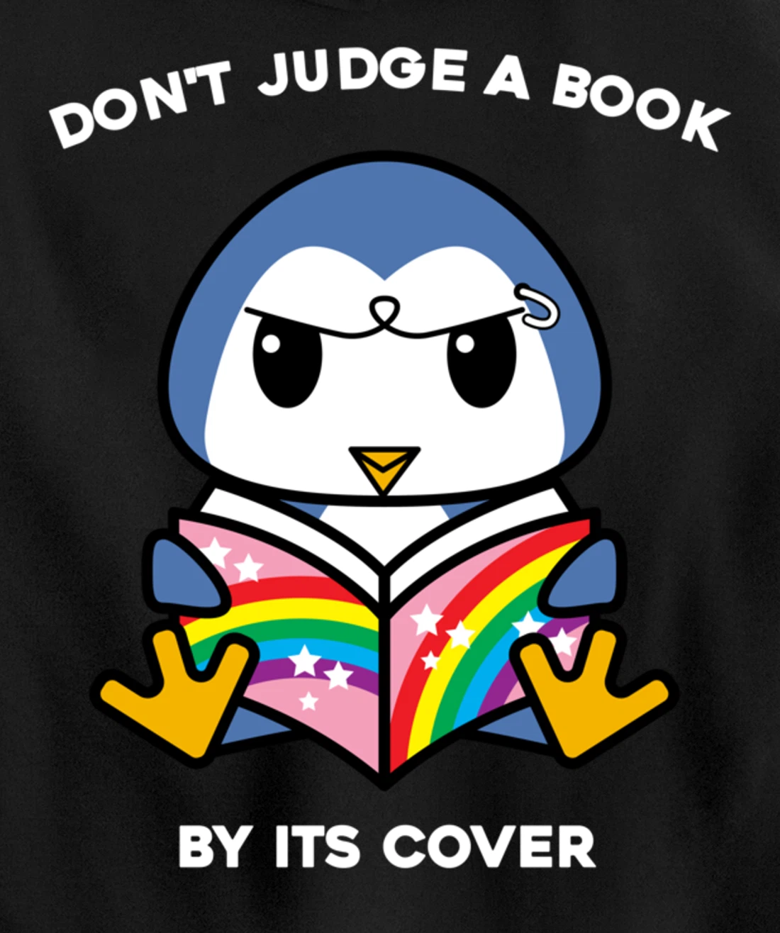 Don't Judge A Book By Its Cover Reading Nerd Penguin Pullover Hoodie