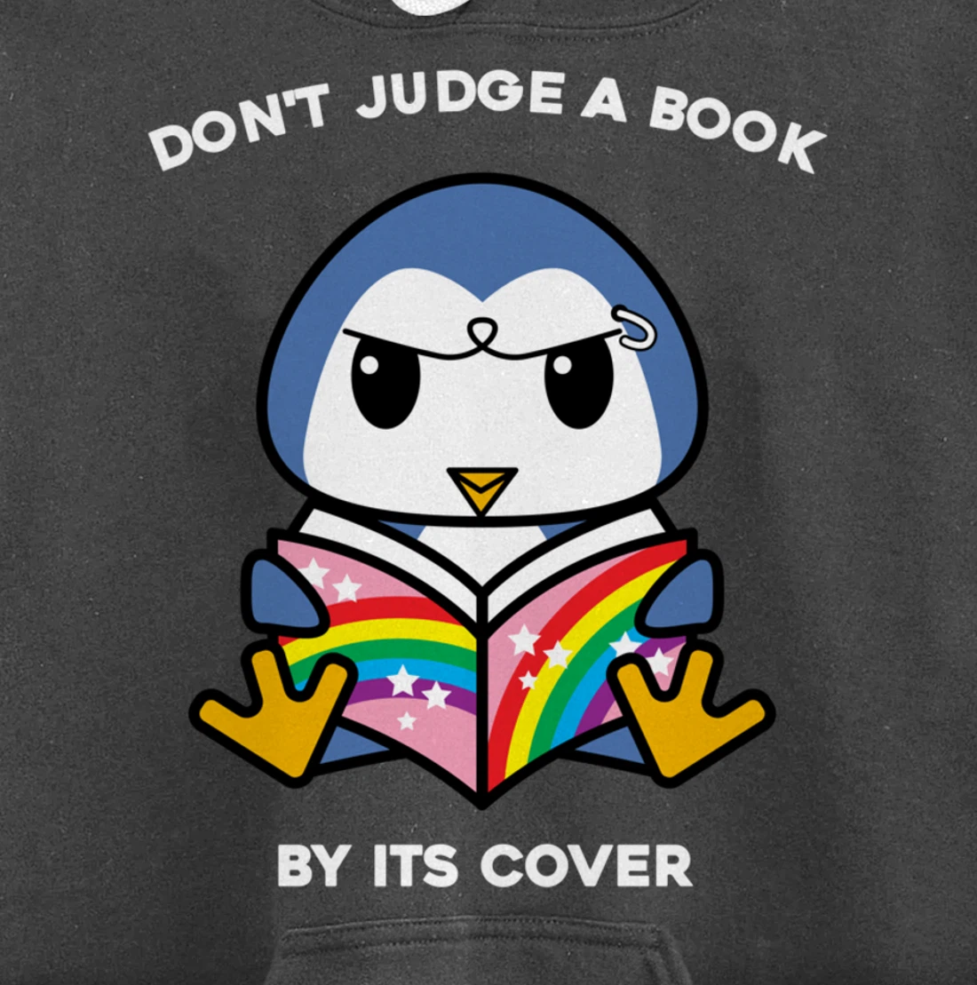 Don't Judge A Book By Its Cover Reading Nerd Penguin Pullover Hoodie