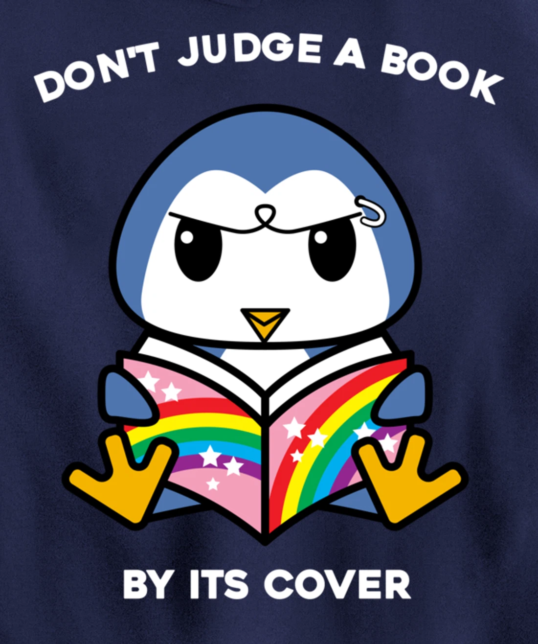 Don't Judge A Book By Its Cover Reading Nerd Penguin Pullover Hoodie