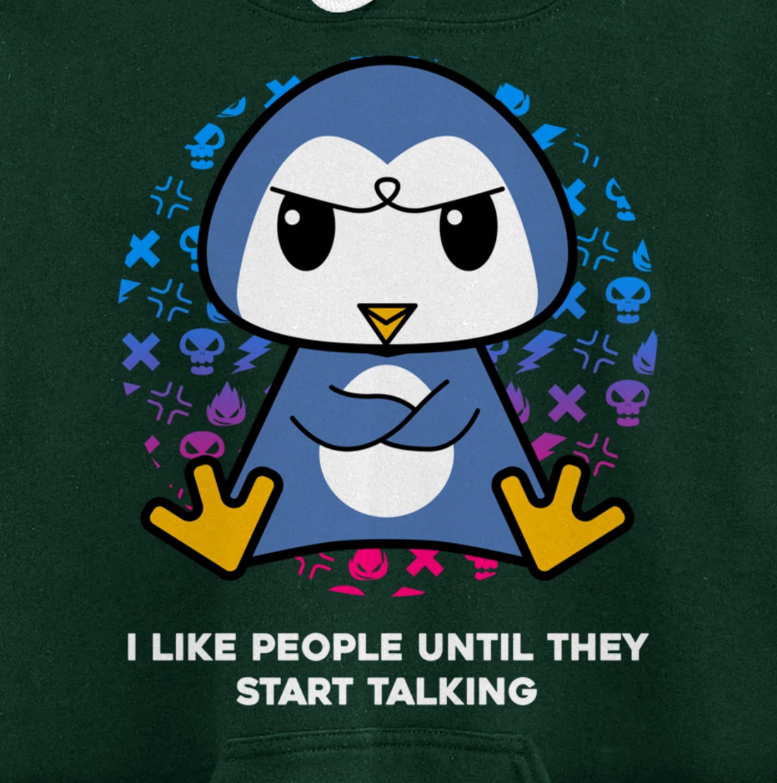 I Like People Until They Start Talking Nerd Penguin Pullover Hoodie