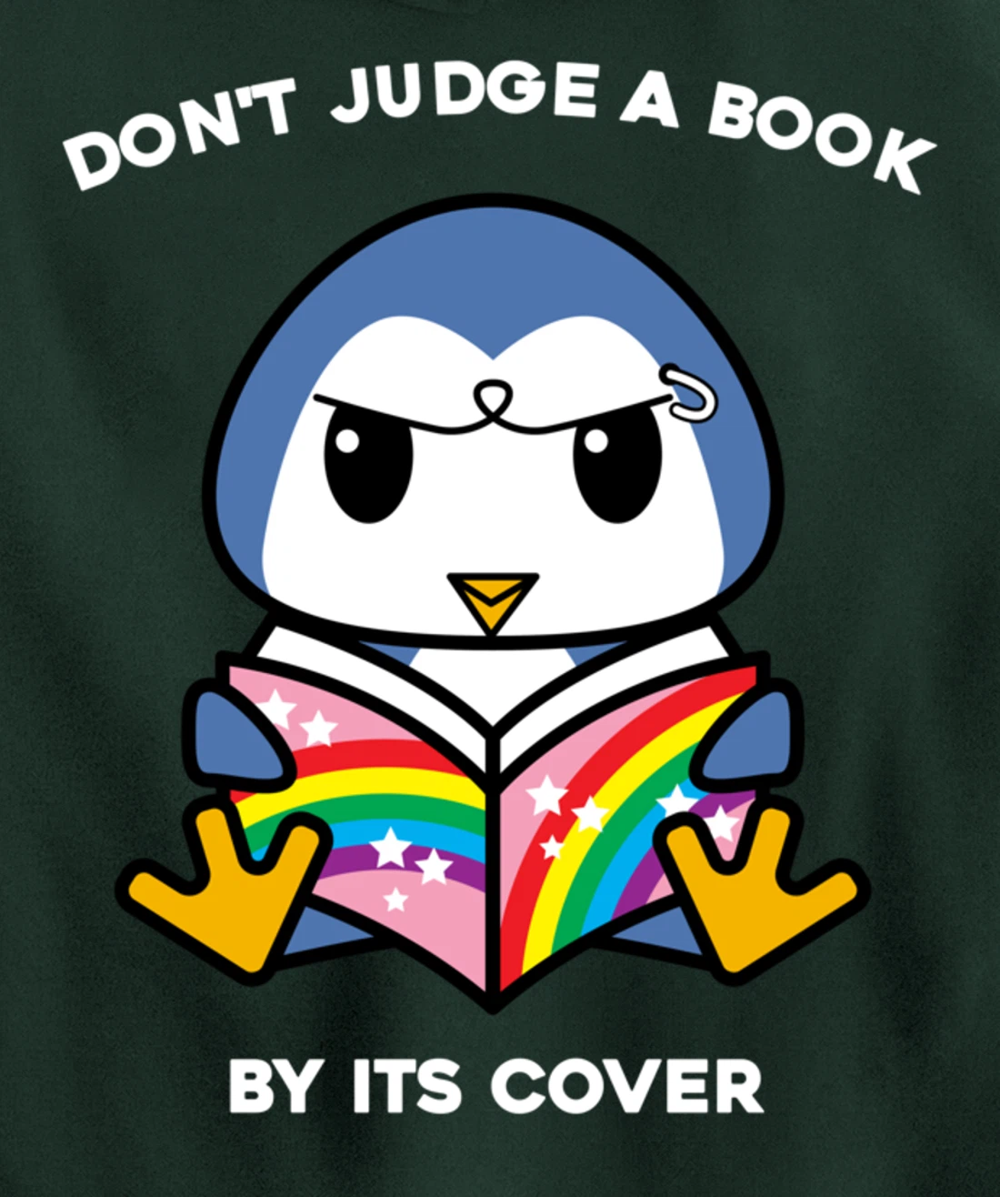 Don't Judge A Book By Its Cover Reading Nerd Penguin Pullover Hoodie