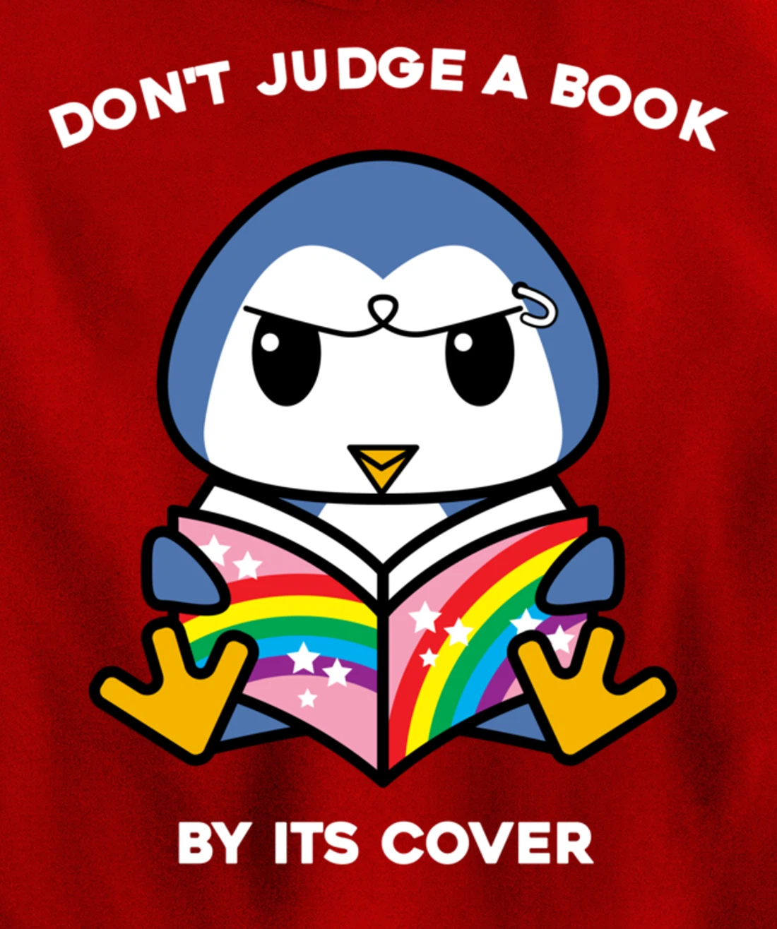 Don't Judge A Book By Its Cover Reading Nerd Penguin Pullover Hoodie