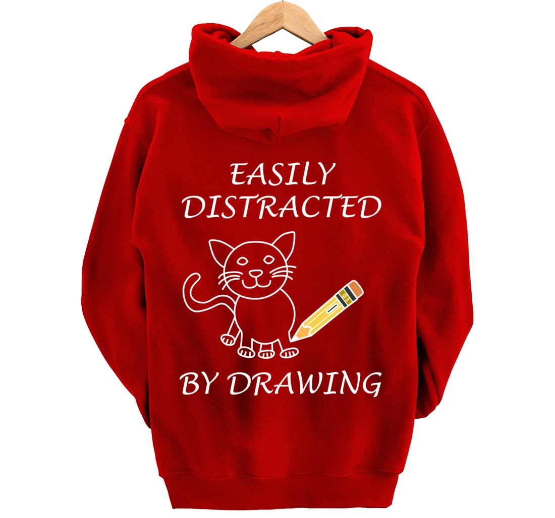 Distracted by Drawing Sketching Artwork Pullover Hoodie