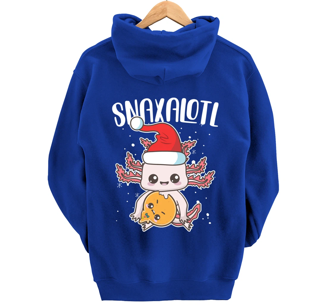 Snaxalotl Funny Axolotl Pun Cookie Love Snacks Eating Fish Pullover Hoodie