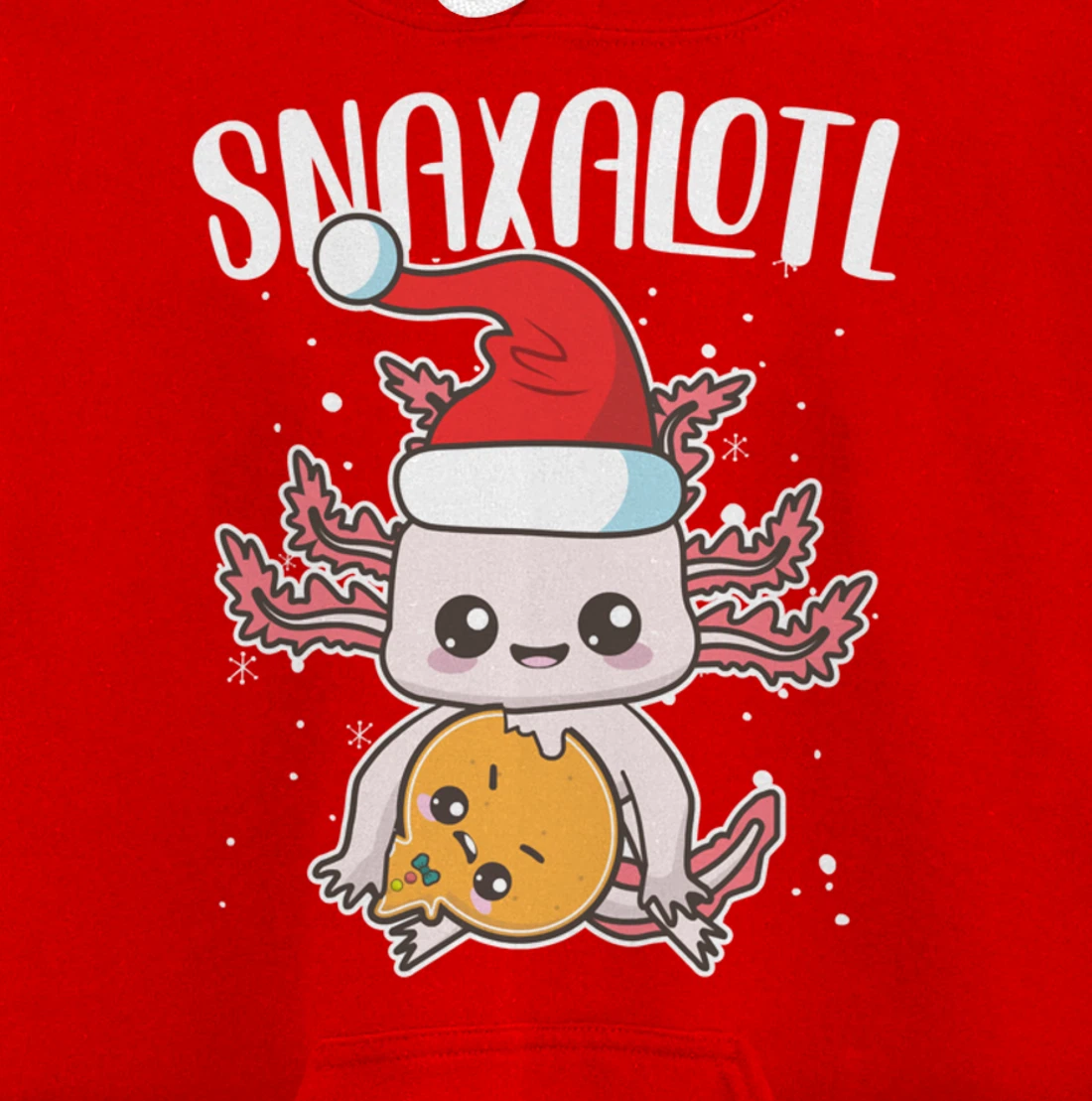 Snaxalotl Funny Axolotl Pun Cookie Love Snacks Eating Fish Pullover Hoodie