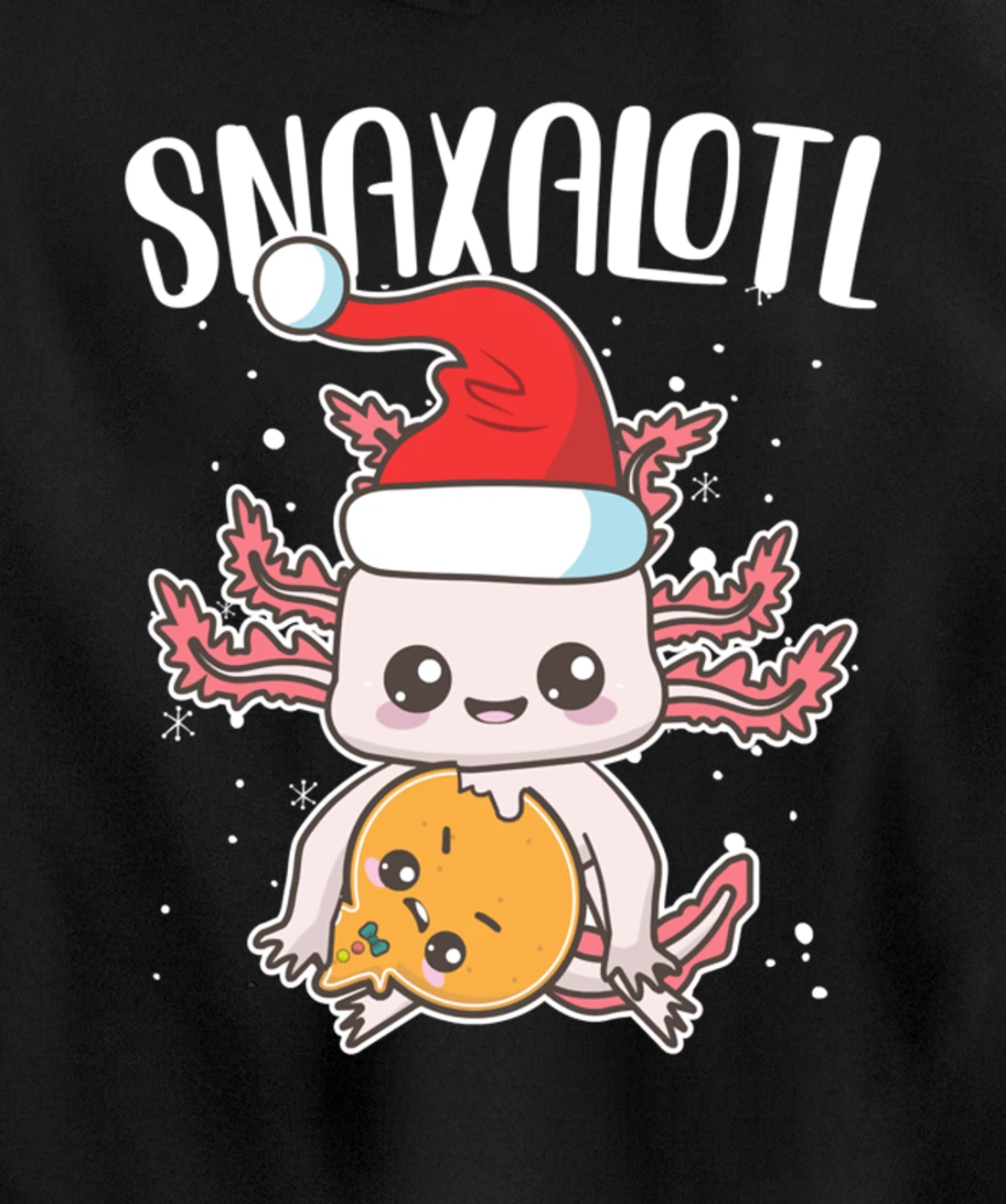 Snaxalotl Funny Axolotl Pun Cookie Love Snacks Eating Fish Pullover Hoodie