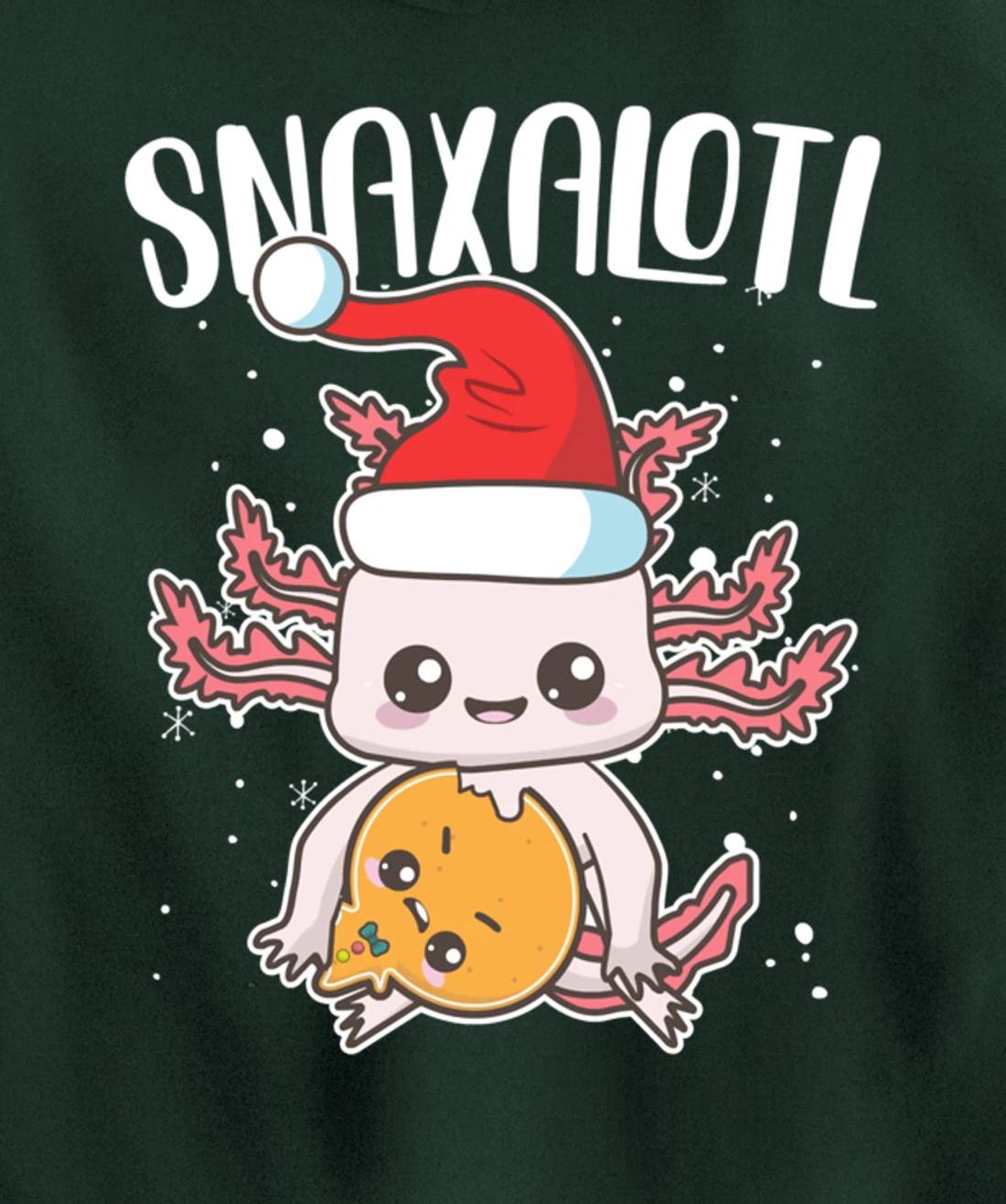 Snaxalotl Funny Axolotl Pun Cookie Love Snacks Eating Fish Pullover Hoodie