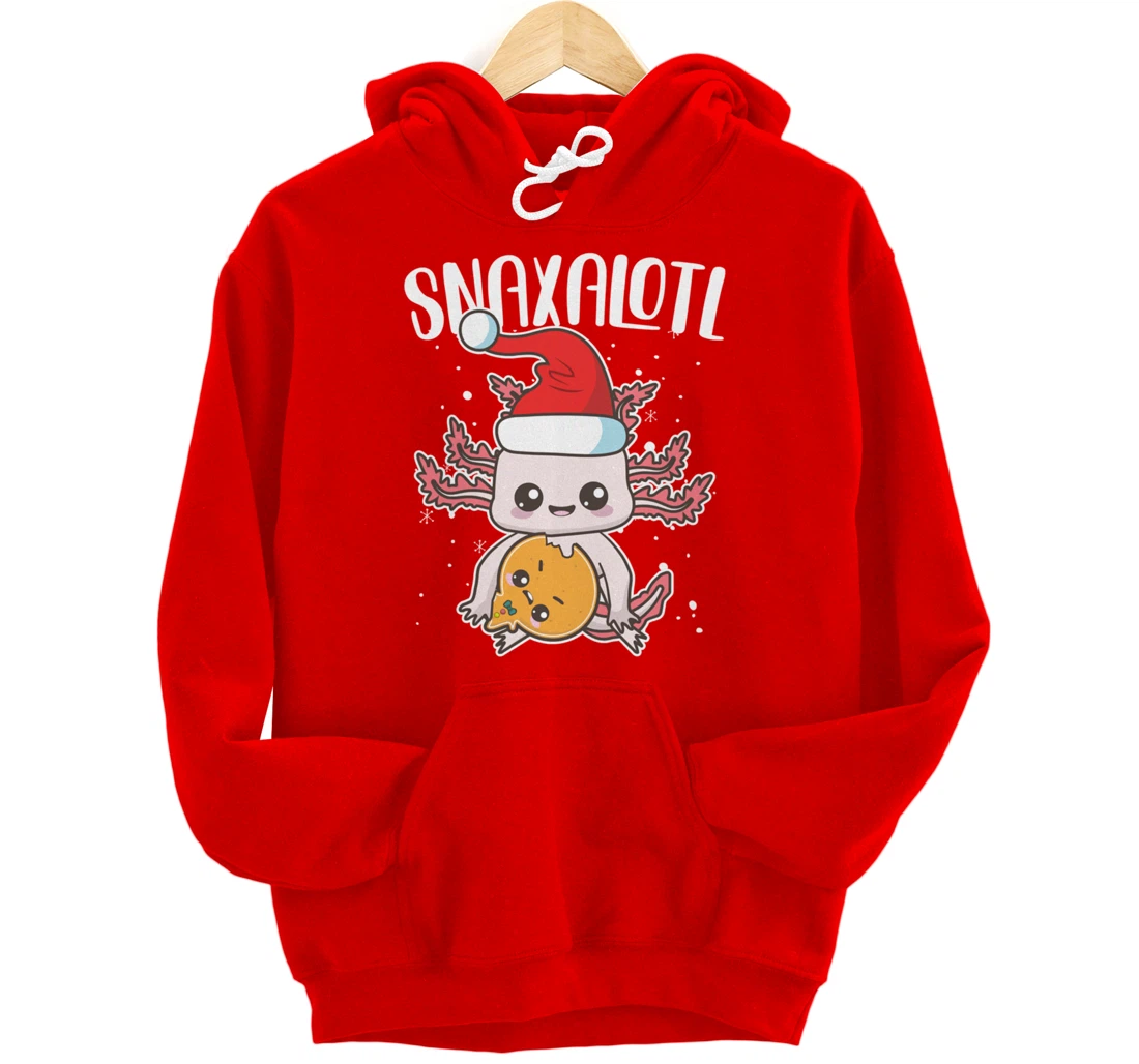 Snaxalotl Funny Axolotl Pun Cookie Love Snacks Eating Fish Pullover Hoodie
