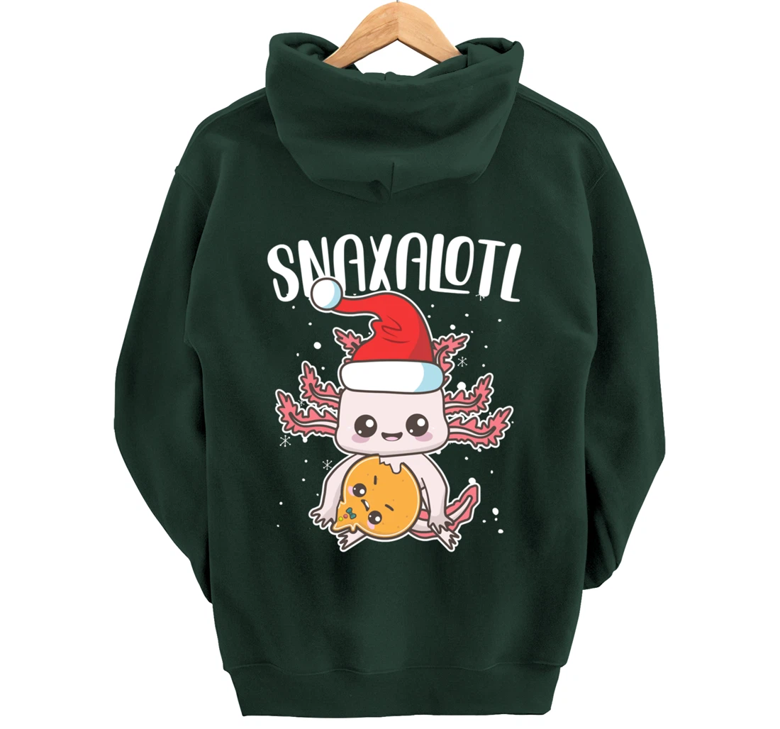 Snaxalotl Funny Axolotl Pun Cookie Love Snacks Eating Fish Pullover Hoodie